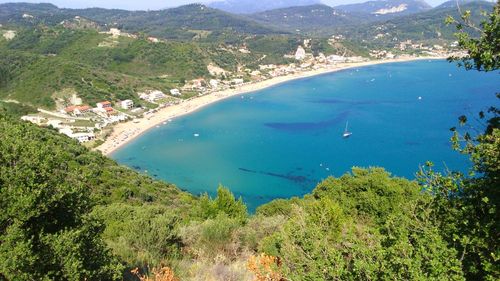 Panoramic view of landscape and sea