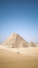 Scenic view of desert against clear blue sky