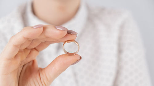 Close-up of woman holding hands