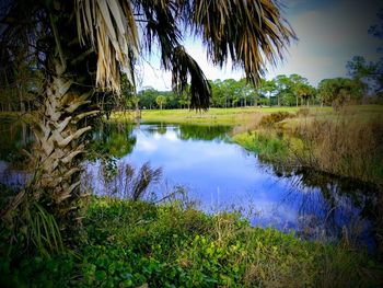 Scenic view of lake against sky