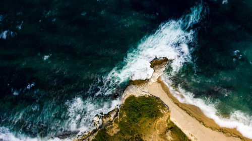 High angle view of sea waves