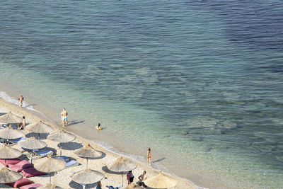 High angle view of people on beach