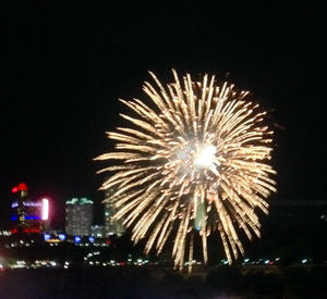 Low angle view of firework display