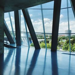 View of bridge through window