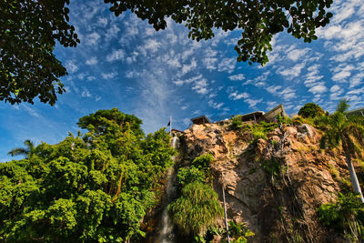 Low angle view of rocks against sky