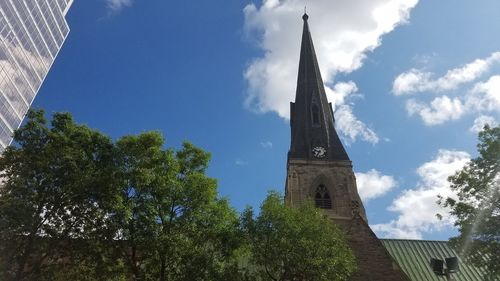 Low angle view of temple against sky