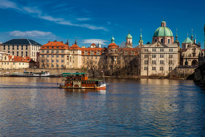 The beautiful old town of prague city and the vltava river