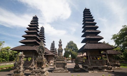 Low angle view of temple against sky