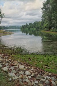 Scenic view of lake against sky