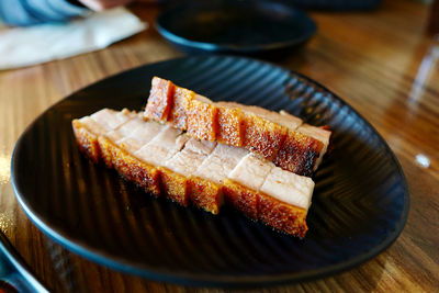 Close-up of food in plate on table