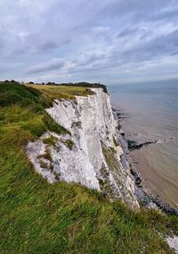 White cliffs of dover landscape view 2021 in england, united kingdom, uk.