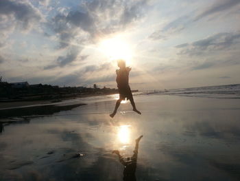 Scenic view of sunset over sea