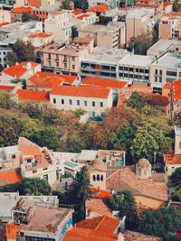 High angle view of buildings in city