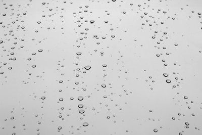 Full frame shot of raindrops on window