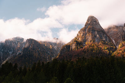 Landscape with mountains at sunset during autumn