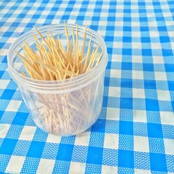 High angle view of food on table