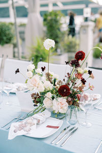 Close-up of flowers on table