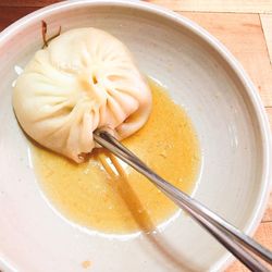 High angle view of noodles in bowl