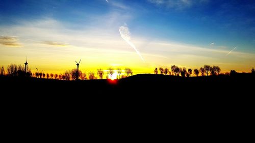 Silhouette landscape at sunset