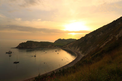 Scenic view of sea against sky during sunset