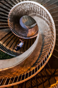 High angle view of spiral staircase in building