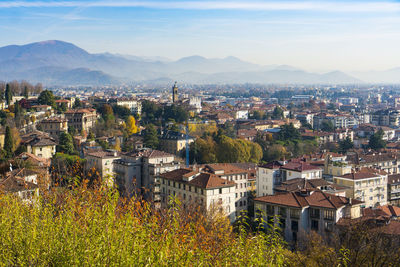 High angle view of townscape against sky