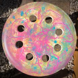 High angle view of multi colored metal
