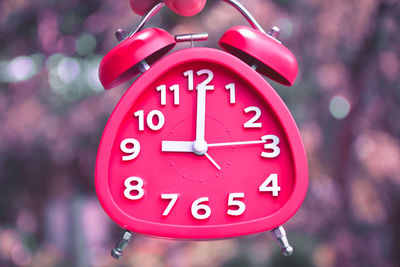 Close-up of red clock