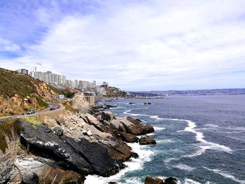View of sea against cloudy sky