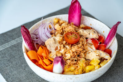 Close-up of food in plate on table