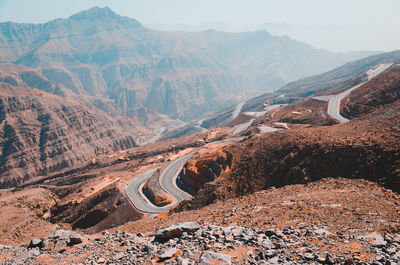 High angle view of mountain road