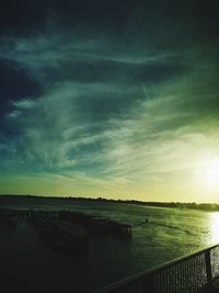 Scenic view of river against sky during sunset