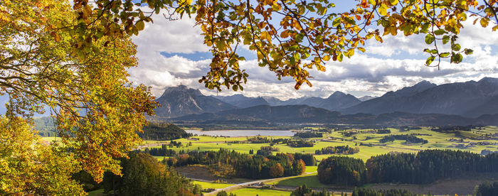 Panoramic landscape at autumn in region allgaeu in bavaria