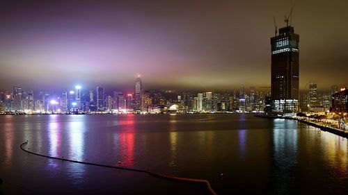 Illuminated city skyline at night