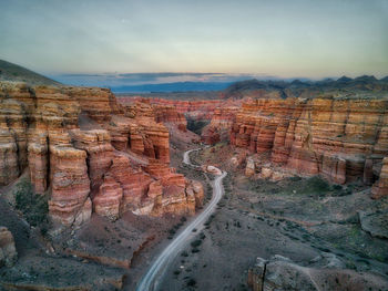 Scenic view of rock formations against sky