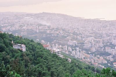 High angle view of townscape against sky