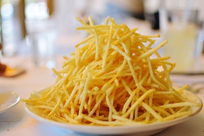 Close-up of noodles in plate