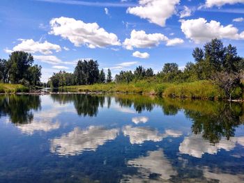 Scenic view of lake against sky