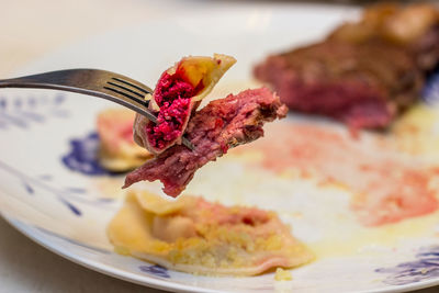 Close-up of meat in plate