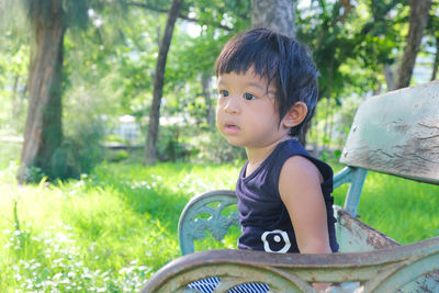 Portrait of boy looking away