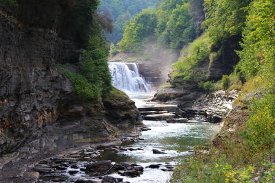 Scenic view of waterfall