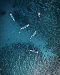 High angle view of boat in sea