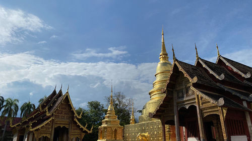 Low angle view of temple building against sky