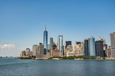 The financial district of manhattan, view from a ferry