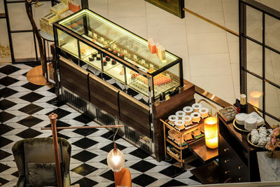 High angle view of food on table at home