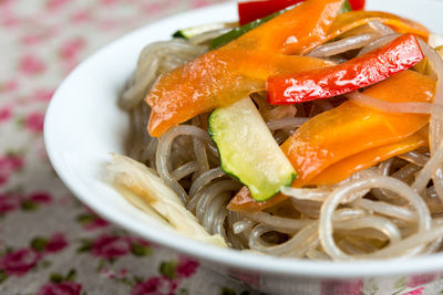 Close-up of noodles in bowl