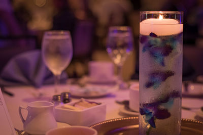 Close-up of wine glass on table in restaurant