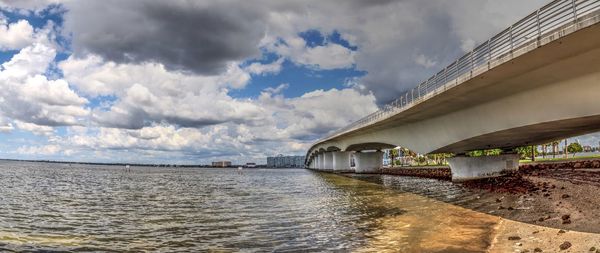 Bridge over sea against sky