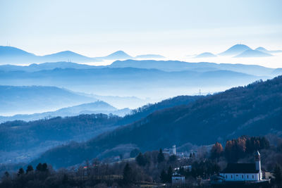 Scenic view of mountains against sky