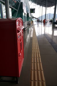 Close-up of red mailbox